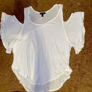 White Flowing Open Shoulder Blouse